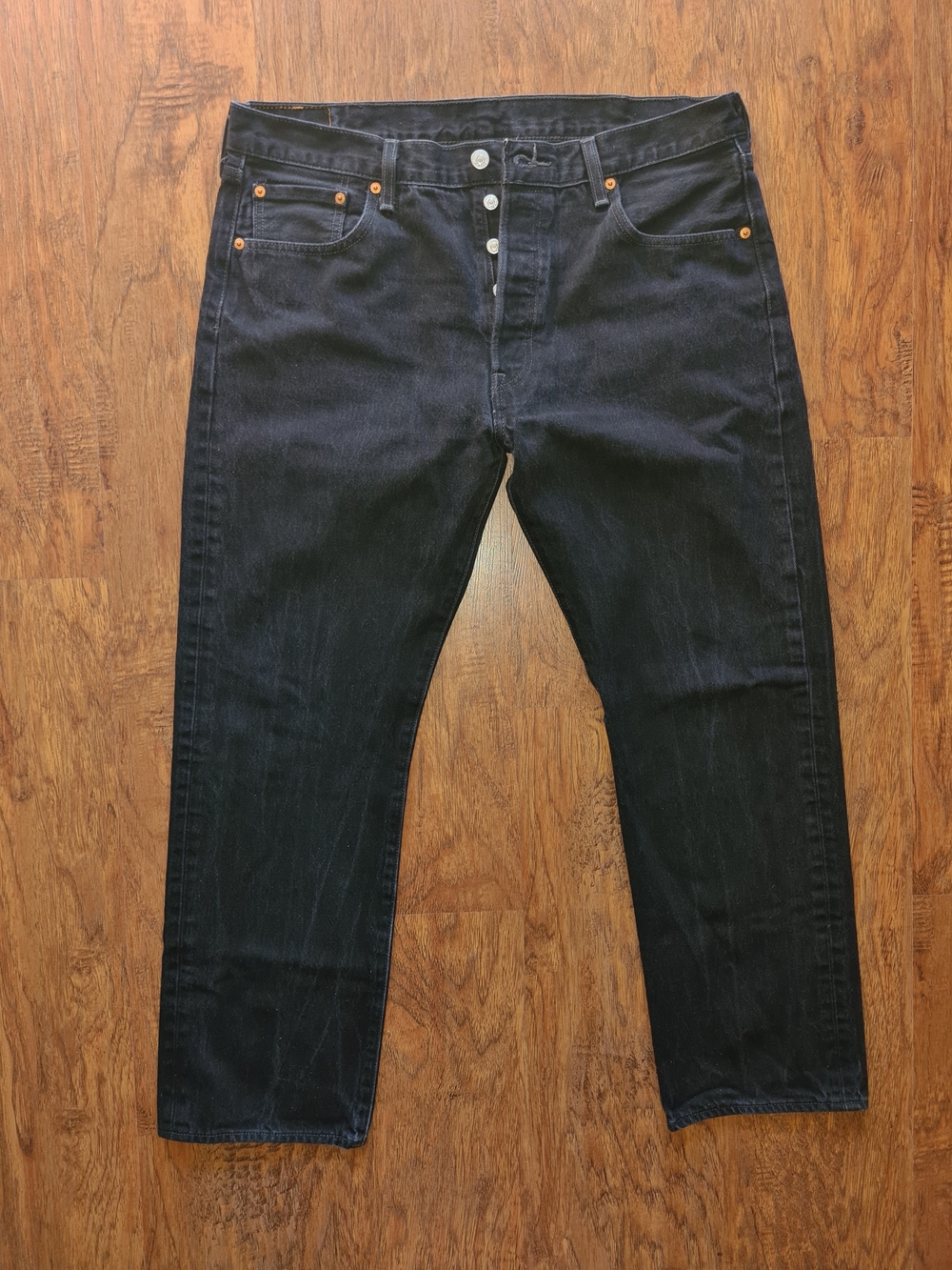 Levi's 501 W38xL30 Men's Black Straight Jeans with Button Fly